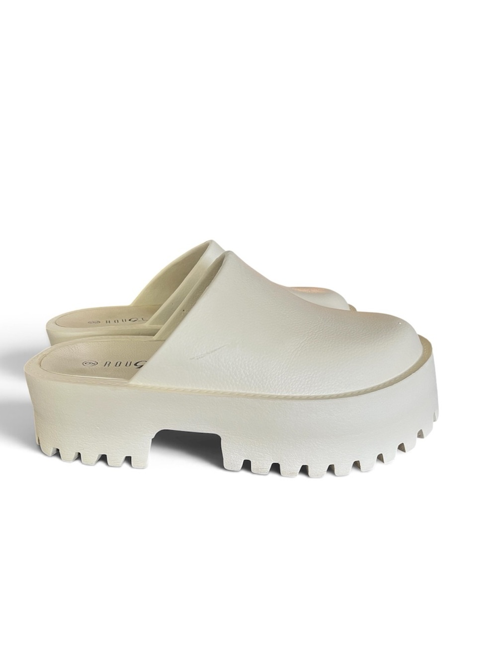 Rouge Platform Clog Mules Ivory Chunky Lug Sole Slides Women’s Size 9